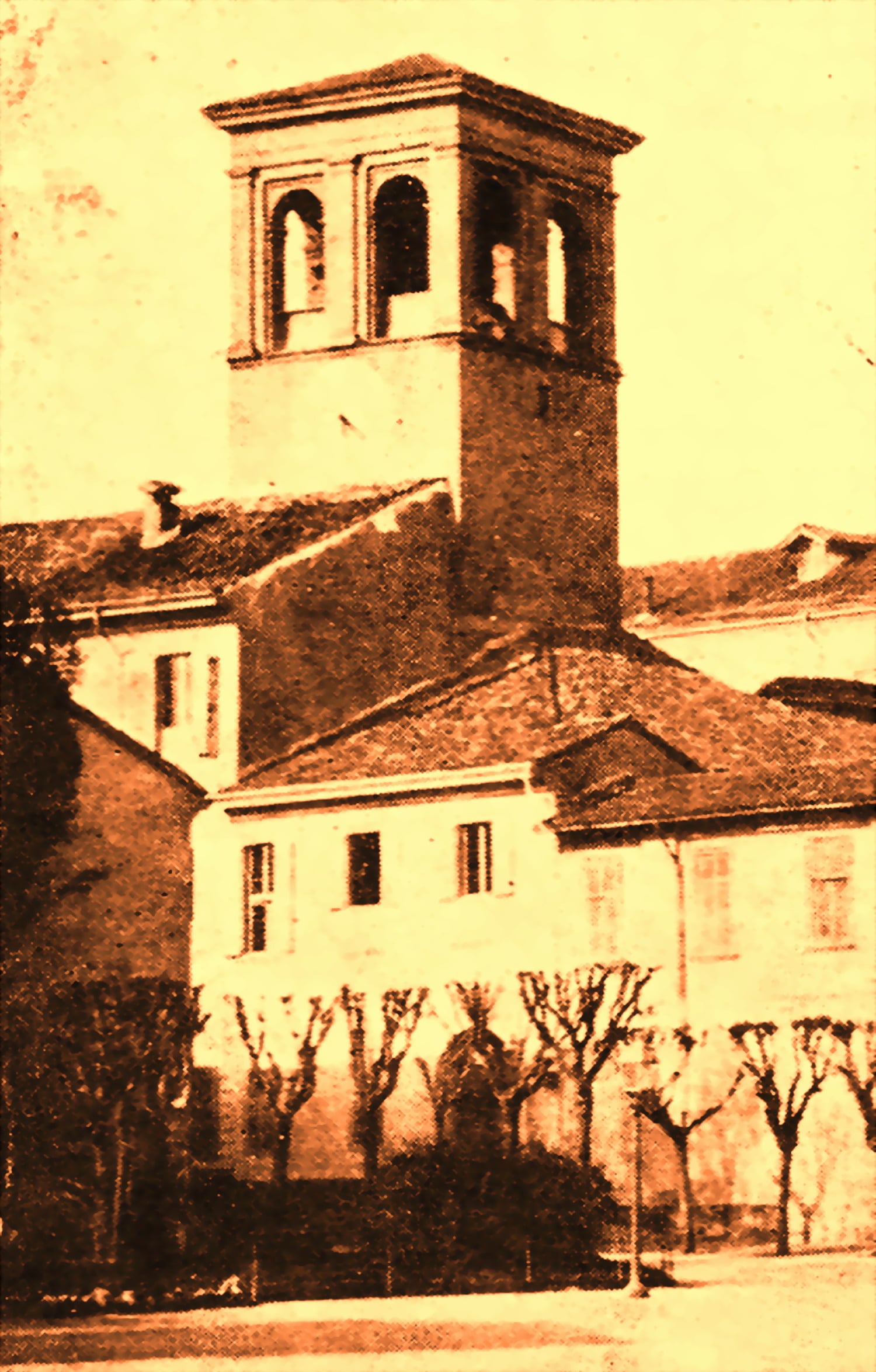 Anonimo, “Chiesa San Francesco – Lodi”, fine del XIX secolo, fotografia (paricolare del campanile). Pisa (Toscana), collezione privata