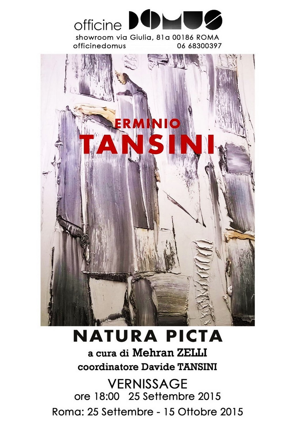 Manifesto della mostra di pittura e scultura “Erminio Tansini. Natura Picta” (Roma, 2015). Archivio Davide Tansini