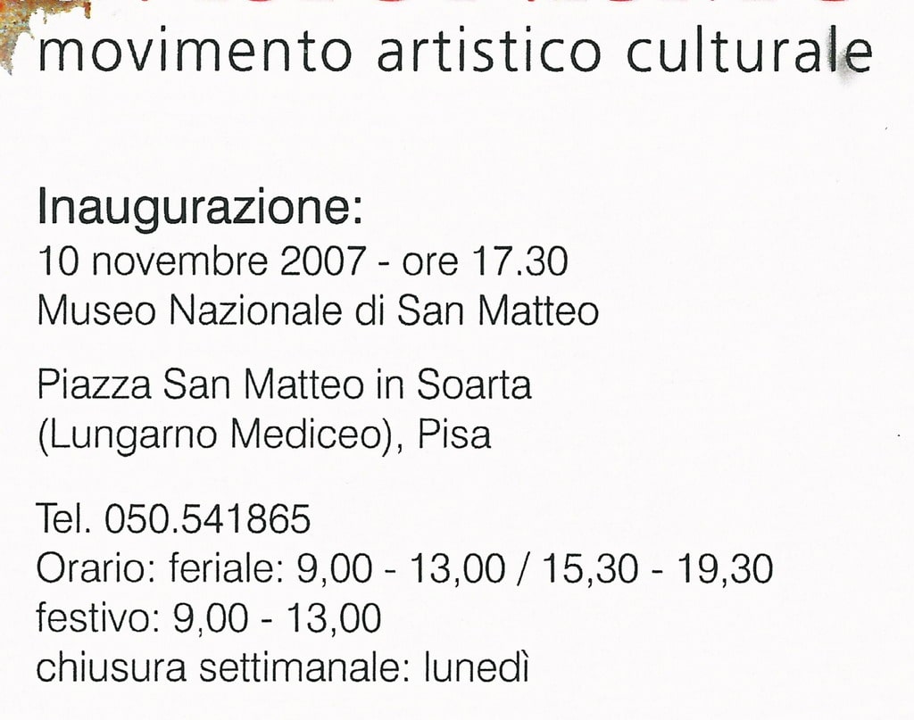 Invito per la mostra di pittura e scultura “Movimento artistico culturale” (Pisa, 2007). Particolare rielaborato